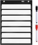 Magnetic Pocket Chart with 10 Dry Erase Cards for Standards,Daily Schedule,Activities,Class demonstrations (Black)