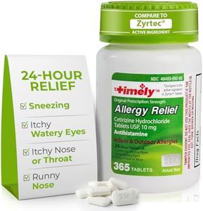 TIME-Cap Labs 365 Tablets Cetirizine HCl 10mg Allergy Relief - Antihistamine for Adults & Children Age 6+, Helps Relieve Sneezing, Runny Nose, Itchy Watery Eyes & Itchy Throat