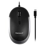 Macally UCDYNAMOUSE-SG USB-C Optical Silent Click Mouse With 2 Buttons, Scrollwheel and DPI Button for Mac and PC with USB-C Port Black & Space Gray