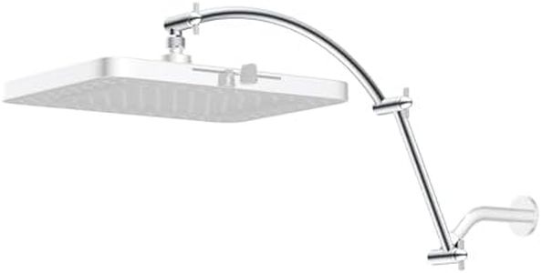 Hibbent All Metal 20'' Shower Head Extension Arm, Solid Brass Flexible Height & Angle Adjustable Shower Arm Extender with Lock Joint, Universal Connection Stainless Steel Pipe Height Extending, Chrome