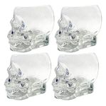 Skull Shot Glasses 80 ml 2.7 oz Set of Four Handmade, Mouth-blown Crystal Clear Borosilicate Glass SKULL Shaped for Liquors, After-Dinner Drinks and More! An Elegant Highlight for any Bar!