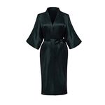 Max Hsuan Ladies Plus Loose Satin Kimono Robe Dressing Gown Wedding Bridesmaid Sleepwear Bathrobe UK Size 8-24 Plain Black