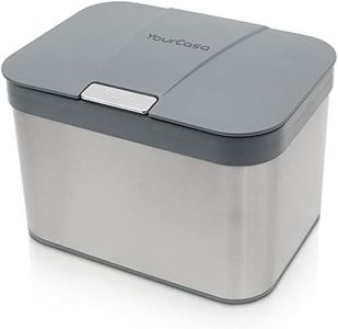 YourCasa® Biomülleimer Küche aus Edelstahl - 4,3L - Komposteimer Küche klein für alltäglichen Biomüll - Spülmaschinenfester Inneneinsatz - Biomüll Behälter- Bio Mülleimer mit Deckel compost bin (Grau)