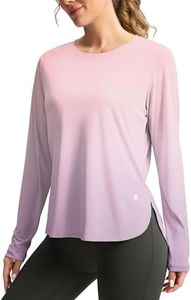 Women's Sun Shirts UPF 50+ Long Sleeve UV Protection Shirt Lightweight Quick Dry Workout Hiking Tops for Women(Pink/Purple Gradient,S)