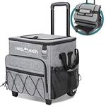 INSMEER 55 Can Collapsible Soft Cooler with Wheels and Handle, Leakproof Insulated Rolling Cooler with All-Terrain Cart, Portable Large Travel Cooler Bags for Beach, Camping, Picnic, Grocery Shopping