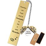 YHH Bookmark Gifts for Women Men, Xmas Birthday Gift for Wife Husband Best Friends, Inspirational Gift for Daughter Son Girl Boy, Thank You Gifts for Dad Mum, Metal Book Mark & 3D Sunflower Pendant