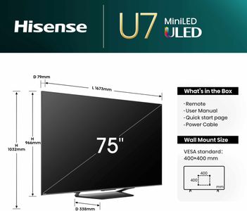 Hisense 75" Mini-LED 4K Smart TV – Ultra HD HDR Display