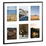 Navaris Picture Frame for 6 Photos - Multiple Aperture Wall Hanging 6-Photo Frame for 6x4 (10x15cm) Pictures - 6-Aperture Collage Frame for Wall