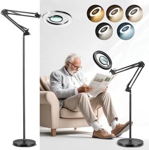 ZABOUL 8X Magnifying Floor Lamp, 2-in-1 Hands Free Magnifying Glass with Light and Stand, 5 Color Modes Stepless Dimmable Lighted LED Magnifier with Clamp for Esthetician Facials Close Work Reading