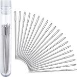 Large-Eye Stitching Needles for Leather Projects with Clear Bottle, 20 Pack