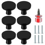 Ainiv 6 PCS Black Cabinet Knobs, 30mm Round Drawer Knobs, Mushroom Dresser Handle, Single Hole Cupboard Handle, Aluminum Alloy Cabinet Knobs with Screws for Kitchen Wardrobes Bathroom Home Decoration