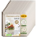 Olicity Cheese Cloths, Grade 100, 20x20Inch Hemmed Cheese Cloth for Straining Reusable, 100% Unbleached Precut Cheesecloth Muslin Cloth for Cooking, Juicing, Baking, Cheese Making - 10 PCS