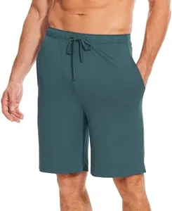GYS Men's Bamboo Viscose Pajama Shorts Soft Lightweight Knit Sleepwear Shorts with Pockets, Grayish Green, Large