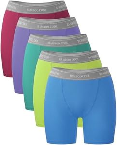 BAMBOO COOL Womens BoyShorts Underwear Full Coverage Ladies Panties High Waisted Boxer Briefs Breathable Stretch 5 Pack