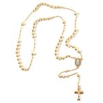 Shop LC Rosary Necklace for Women - Lariat Cross Necklace in Goldtone, Silvertone & Tri-Tone - Fashion Rosary Bead Necklaces - 21" & 26" Chain LengthsJewelry for Women, 20, Metal