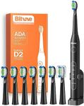 Bitvae Electric Toothbrush for Adults - Ultrasonic Electric Toothbrushes with 8 Brush Heads, ADA Accepted Power Rechargeable Toothbrush with 5 Modes, Smart Timer, Black D2