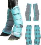 Gallopoff Horse Fly Boots Set of 4 - No-Rub Airflow Mesh Leggings to Reduce Stomping - Stay-on Breathable Horse Leg Wraps for Pasture, Stable & Field Green Pony