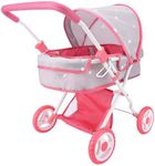 Bebamour Baby Doll Stroller Set 2 in 1 Babydoll Stroller with Removable Bassinet Doll Carriage Toy Doll Stroller for Toddlers (Grey)