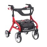 Drive Medical Nitro Sprint Foldable Rollator Walker with Seat, Petite Height Lightweight Rollator with Large Wheels, Folding Rollator, Short Rolling Walker for Seniors and Adults, Red