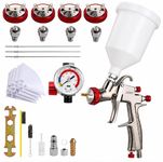 AUTOCOAT R500 LVLP Spray Gun with 1.3/1.5/1.7/2.0mm Nozzles and Air Regulator&Paint Filter Paper,Paint Guns Automotive,Paint Gun for Painting House, Car, Furniture, Primer,Varnish and Top Coat