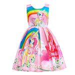 Lito Angels Girls Kids Rainbow Unicorn Dresses Costume Fancy Dress Up Outfit Halloween Party Age 4-5 Years Pink C