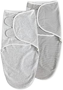 Soarwg Kids Baby Swaddle, Organic Baby Swaddles 0-3 Months, Swaddle Blanket, Swaddle Sack, Adjustable Newborn Infant Swaddle for Boy and Girls, Gray 2 Pack Small