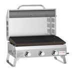 Onlyfire 3-Burner Gas Griddle, Portable Tabletop Gas BBQ with Non-Stick Ceramic Coated Plancha, 7KW High-Power Outdoor Grill with Lid & Thermometer for Camping, Patio & Garden, Silver