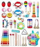 JOFLVA Musical Toy Instruments, 32 PCS Kids Musical Instruments, Wooden Musical Instruments For Toddlers, Music Enlightenment Percussion Toys, Musical Sensory Instruments Toys For 1-5 Year Old.