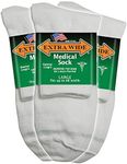 Extra Wide Medical (Diabetic) Quarter Socks (Pack of 3), Made in USA, White, Large