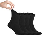 Zemy® Men Loose Diabetic Socks | 4-Pair Neuropathy Ankle Socks for Men | Super Soft Eco-Friendly Bamboo Material | Durable with Seamless Toe&Soft Top | Multicolour Options | 4 Seasons