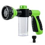 Garden Hose Nozzle, Foam Hose Sprayer High Pressure Spray Nozzle 8 Adjustable Water Patterns with 3.5oz Soap Dispenser Bottle for Car Washing, Plant Watering, Pets Showering