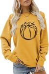 Women's Sweatshirt Game Day Letter Print Long Sleeve Crew Neck Casual Tops Basketball Graphic Tees Shirt Pullover Sports Gift Yellow