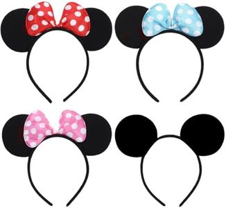GWAWG Lot de 4 bandeaux avec oreilles de Mickey Mouse - Accessoire fantaisie pour fête d'anniversaire et cosplay - Pour adultes/enfants