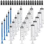 SAICOOS Plastic Syringe, 20 Pack Liquid Measuring Syringe, Multiple Uses Oil or Glue Applicator Syringe, for Scientific Labs and Dispensing, Feeding Pets, Lip Gloss (1 ml/ 3 ml/ 5 ml/ 10 ml)