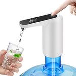 Hoteon Automatic Water Dispenser Pump, USB Rechargeable Drinking Water Pump for 20 Litre Bottle Can, Retention and Portable Water Pump Home, Office, Camping, Party (White)