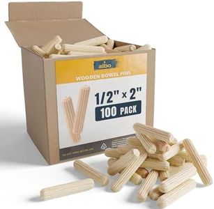 ALBO Wooden Dowel Pins 1/2 x 2 inch Fluted Wood Dowels Rods 100 Pack Hardwood Crafts Dowel Pegs
