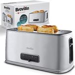 Breville Edge Silver 4-Slice Toaster with Extra Long Slots and High-Lift | Brushed Stainless Steel [VTR023]