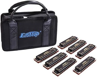 Harmonica Set 12 key blues harp 008K Professional Diatonic Harmonicas 10 Holes 20 Tones Harmonica for Professional Player,Beginner,Students,Children with Black Gift Bag (Black-7keys)