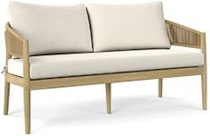 SIMPLIHOME Bayshore 59 Inch Wide Contemporary Outdoor Sofa in Natural Polyester Fabric, Fully Assembled, For the Living Room and Family Room