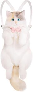 Chongker Stuffed Animals Backpack - Lifelike Stuffed Cat Plush Backpack Toy, Handmade Cute Cat Shaped Bag, Large Light Calico