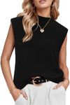 Arach&Cloz Womens Fall Summer 2024 Sweater Vest Business Casual Outfits Work Tank Tops Cashmere Blended Mock Neck Sleeveless Turtleneck Knit Dressy Clothes (Black,X-Small)