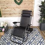 Black Multi Position Textoline Zero Gravity Garden Relaxer Chair Lounger