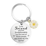 Amabro Friend Keychain Gift Funny Keyring Cute Sunflower Keychain Present for Best Friendship BFF Besties Christmas, White, Friend Keychain Gifts