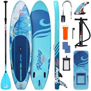SereneLife Stand up Paddle Board Inflatable - Non-Slip SUP Paddle Board Paddle, Pump, Leash, and Accessories - Fun Water inflatable paddle board for Adults and Youth with Wide Stable Design