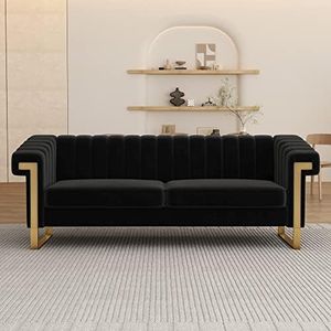 ANTTYBALE 83'' Velvet Couch Sofa Mid-Century Modern Love Seat Chesterfield 3 Seat Couches Sofa for Living Room Apartment