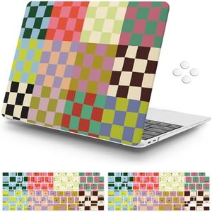 iCasso Compatible with MacBook Air 13 inch Case 2021, 2020-2018 Release M1 A2337 A2179 A1932, Colorful Checkerboard Protective Hard Shell Case +Keyboard Cover + Screen Protector（Trendy Checker ）