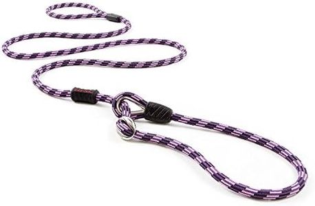 EzyDog Luca Rope Dog Leash - Slip Collar and Lead for Dogs - Best Slip Leads for Training - Durable 9cm Wide Climbing Rope with Reflective (170cm, Purple)