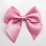 Italian Options Large Satin Ribbon Bows Self Adhesive 6-Piece Pack, 10 cm Bow Width, Antique Pink