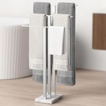 KES Towel Rail Freestanding with Marble Base, 3-Tier Bathroom Towel Rail Towel Stand, SUS304 Stainless Steel Brushed Finish, BTH217S3-2