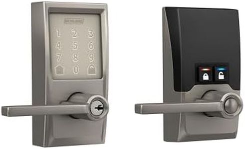 SchlageEncode WiFi Latitude Lever Smart Lock, Keyless Entry Touchscreen Door Lock with Century Trim in Satin Nickel, FE789WB CEN 619 LAT